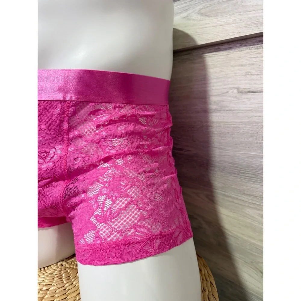 Cosabella Men's Never Say Never Hot Pink Lace Boxer Trunk Size XL‎